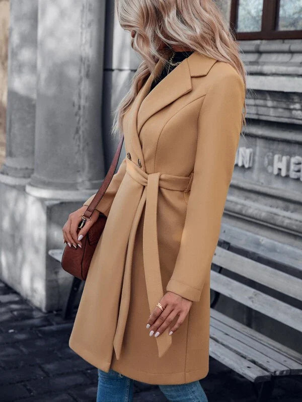 Ladies' Regular Fit Padded A-Line Coat with Double Buttons