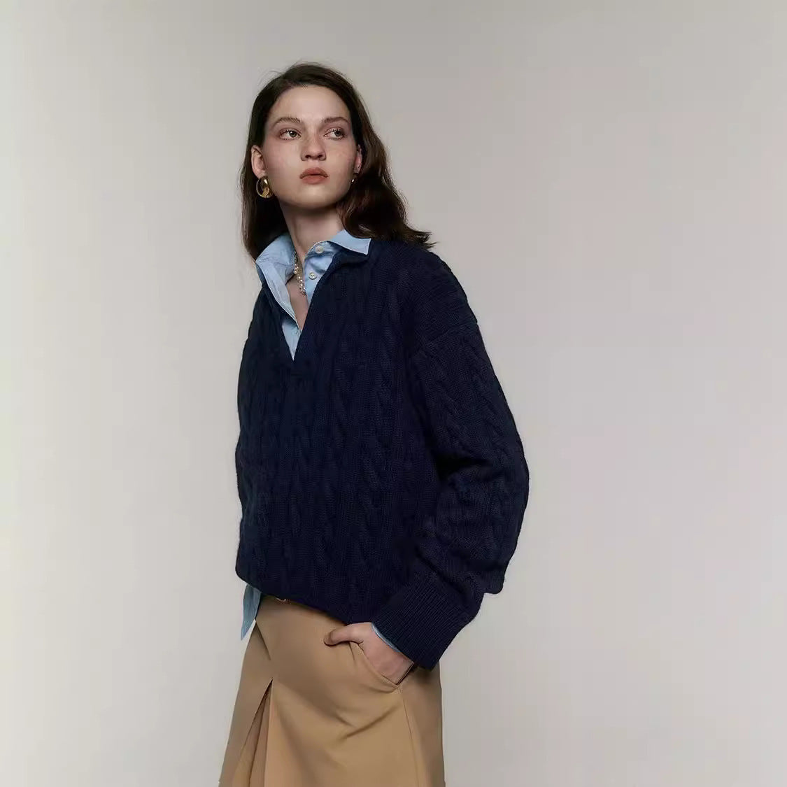 Pure Wool Polo Sweater
