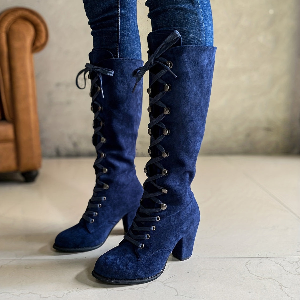Clarissa | Knee-High Lace-Up Boots