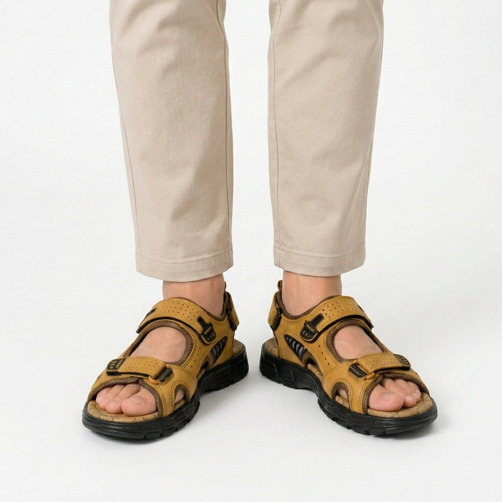 Comfort sandals with supportive footbed and adjustable fit for men