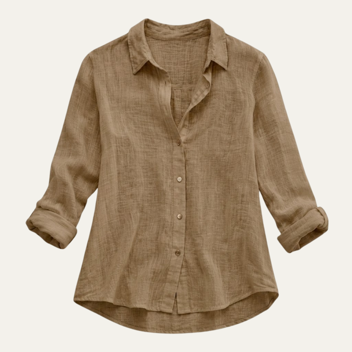 Summer Linen Blend Button-Up Blouse