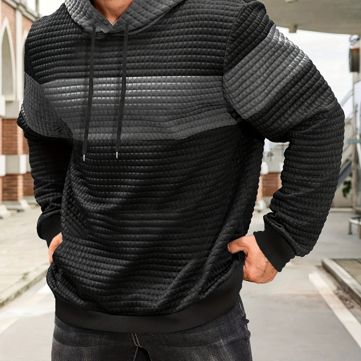 Rutherford | Color-Block Textured Hoodie