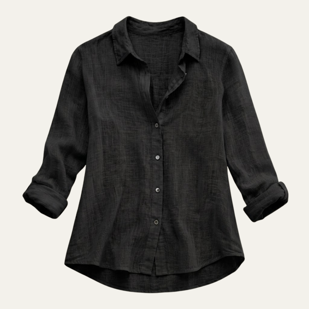 Summer Linen Blend Button-Up Blouse
