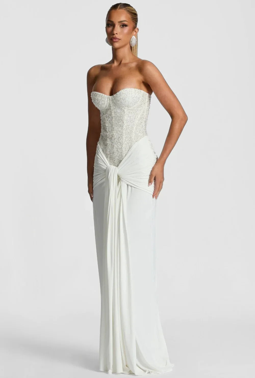 Strapless Evening Dress with Sequins for Ladies