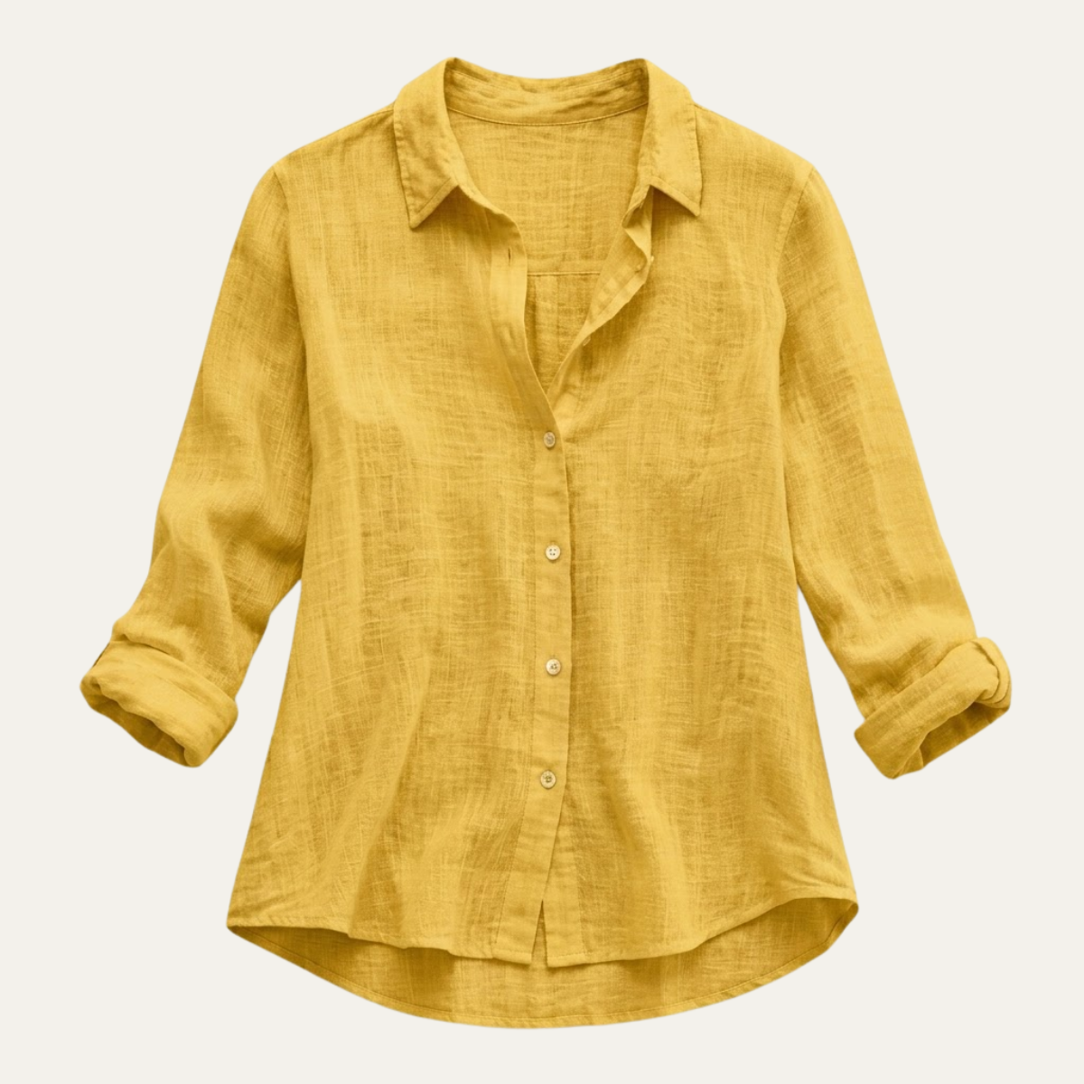 Summer Linen Blend Button-Up Blouse
