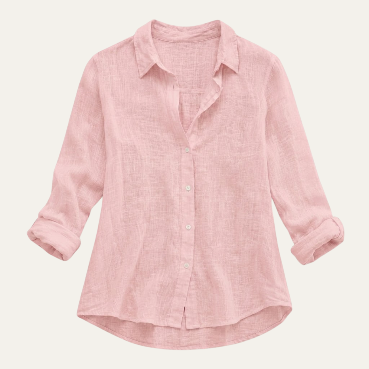 Summer Linen Blend Button-Up Blouse