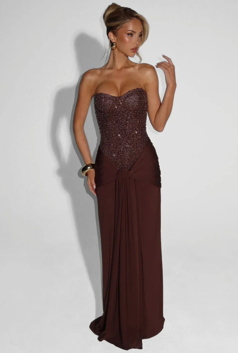 Strapless Evening Dress with Sequins for Ladies