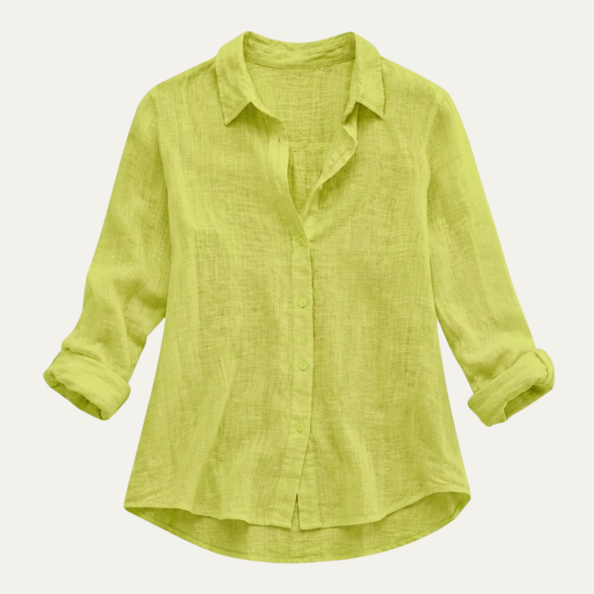 Summer Linen Blend Button-Up Blouse
