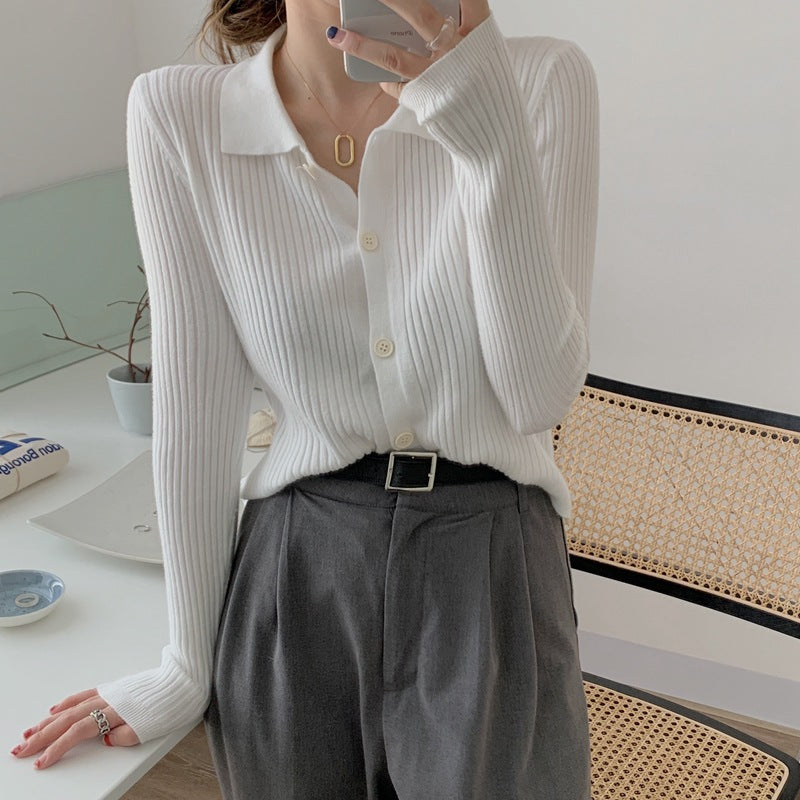 Women's Knitted Long Sleeve Button-Up
