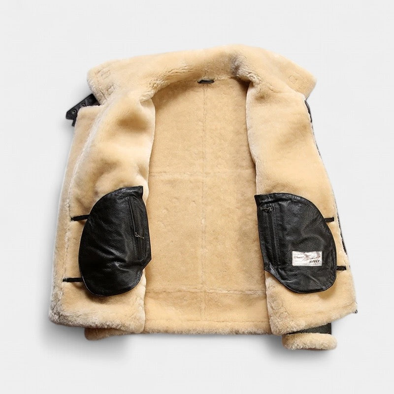 OLD MONEY Leather Aviator Coat