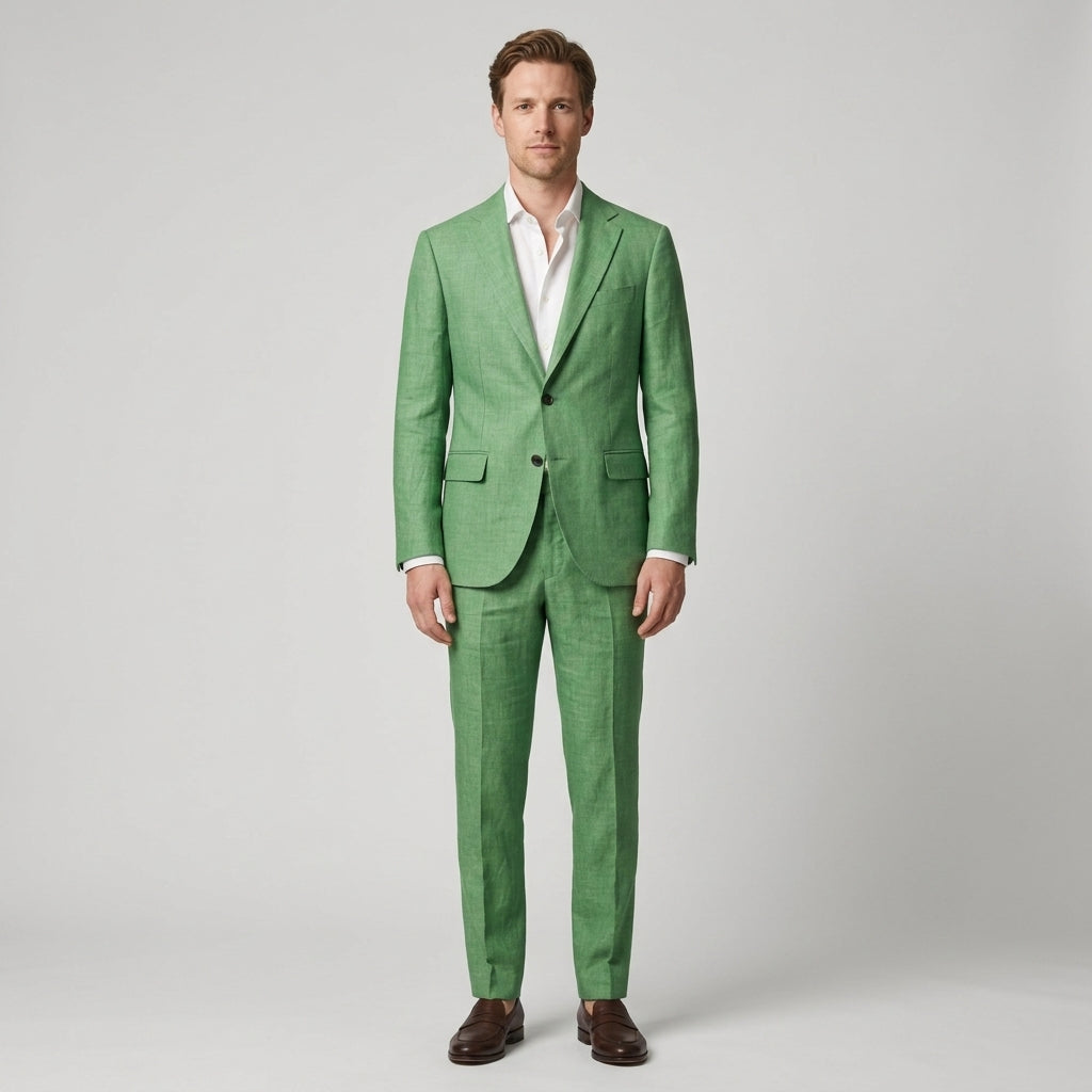 Suit with Notched Lapel and Flap Pockets for Men