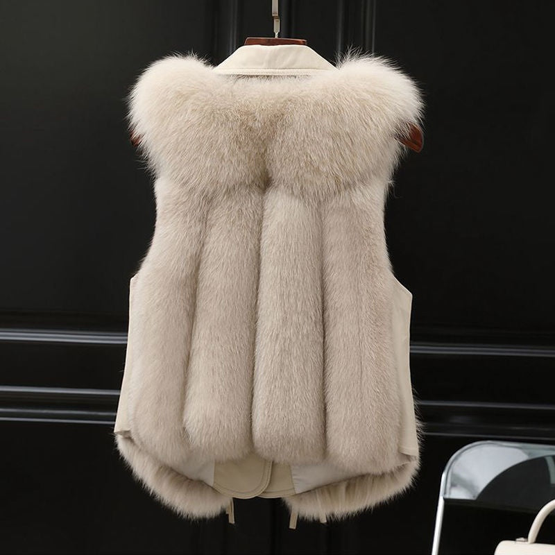Ebba | Women's Short Faux Fur Gilet with Stylish Lapel Collar