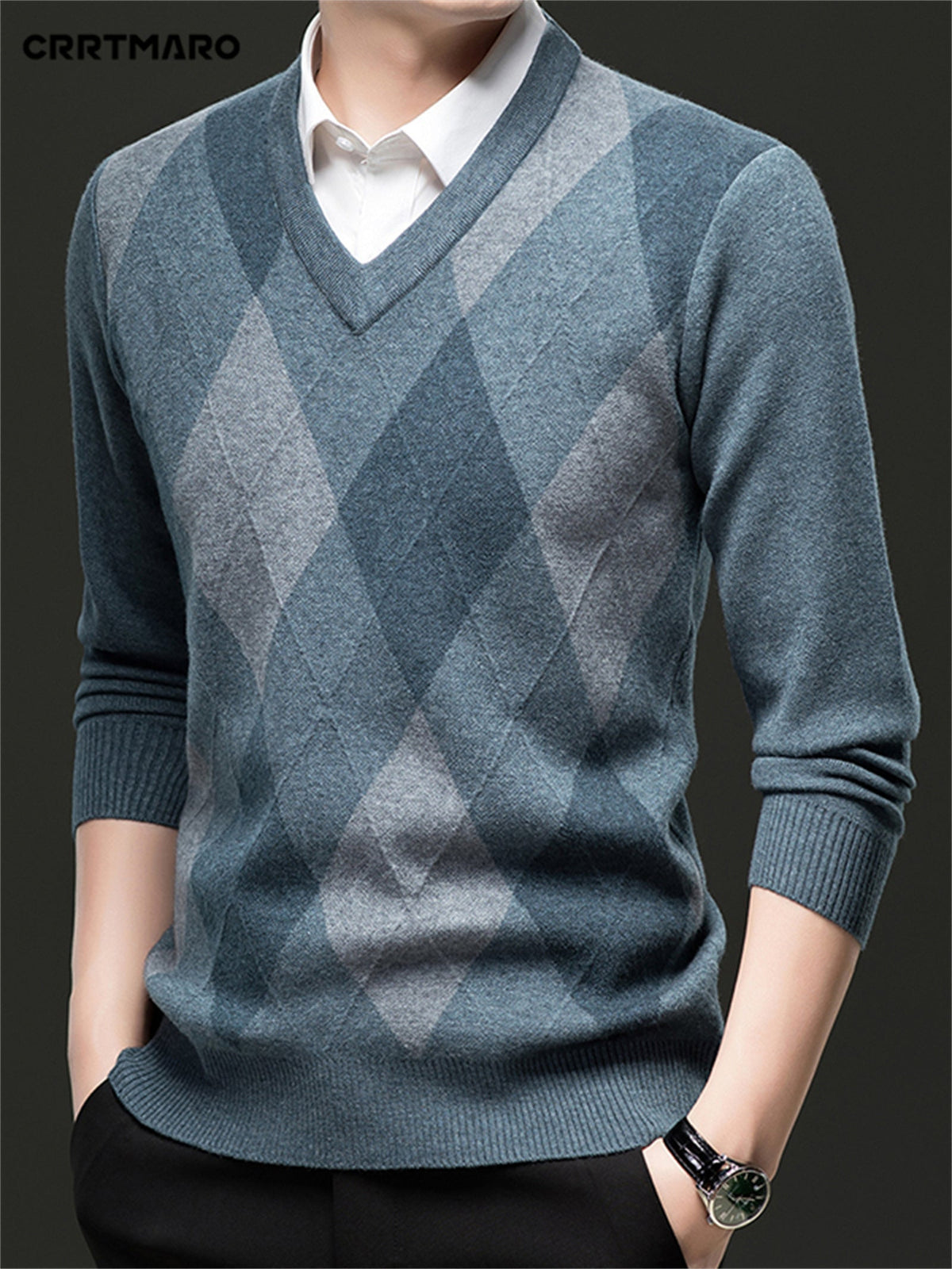 Ellis | Argyle V-Neck Sweater