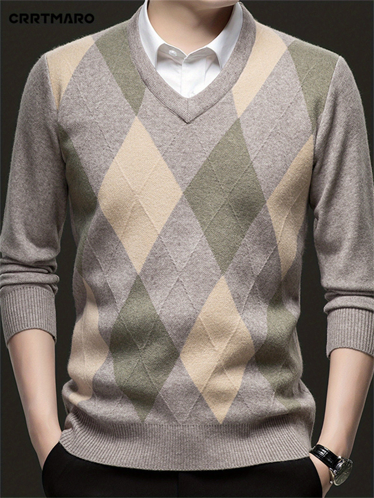 Ellis | Argyle V-Neck Sweater