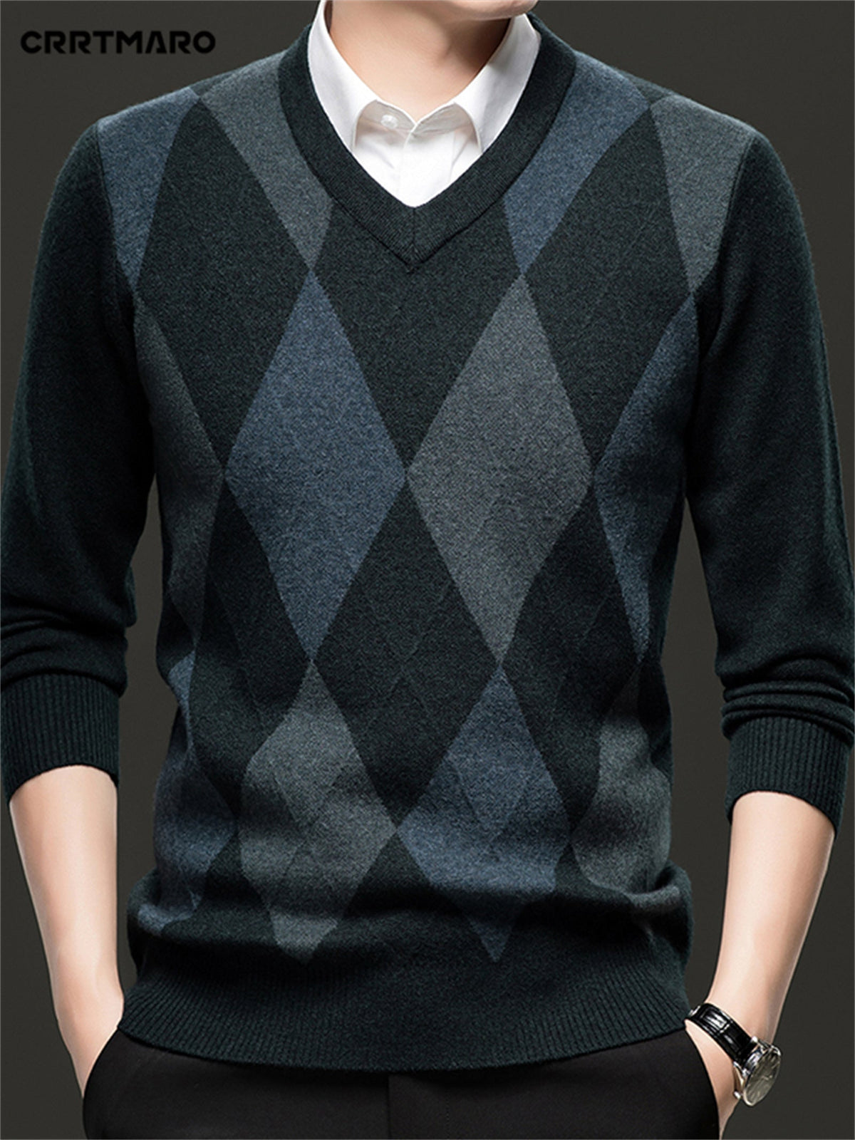 Ellis | Argyle V-Neck Sweater
