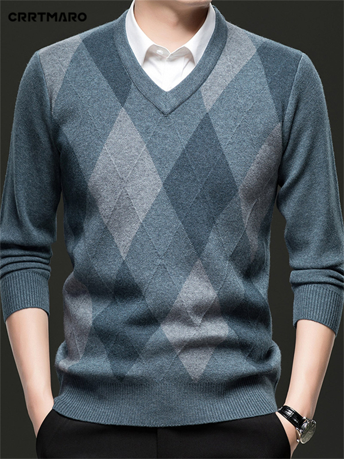 Ellis | Argyle V-Neck Sweater