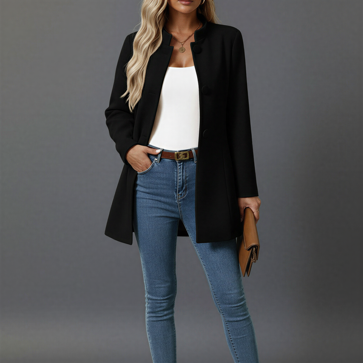 Hallie | Women's A-Line Coat with Button-Down Closure