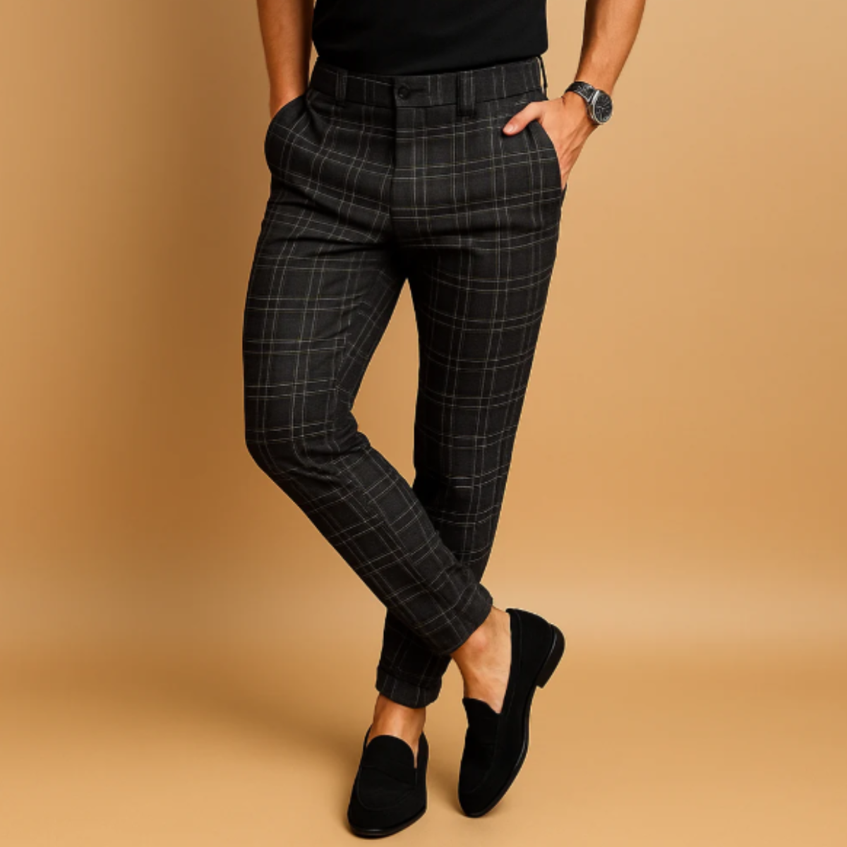 The Sheffield Men’s Smart Casual Checked Slim Fit Trousers