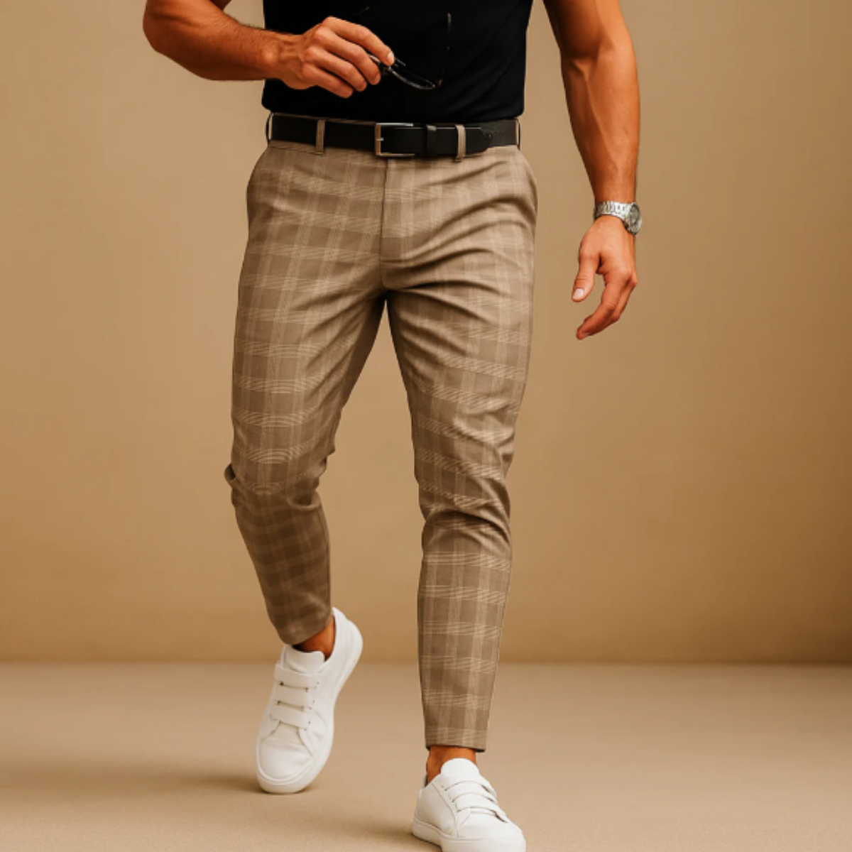 The Sheffield Men’s Smart Casual Checked Slim Fit Trousers