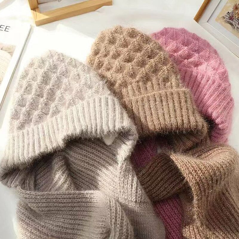Women's Cable Knit Beanie and Scarf Set