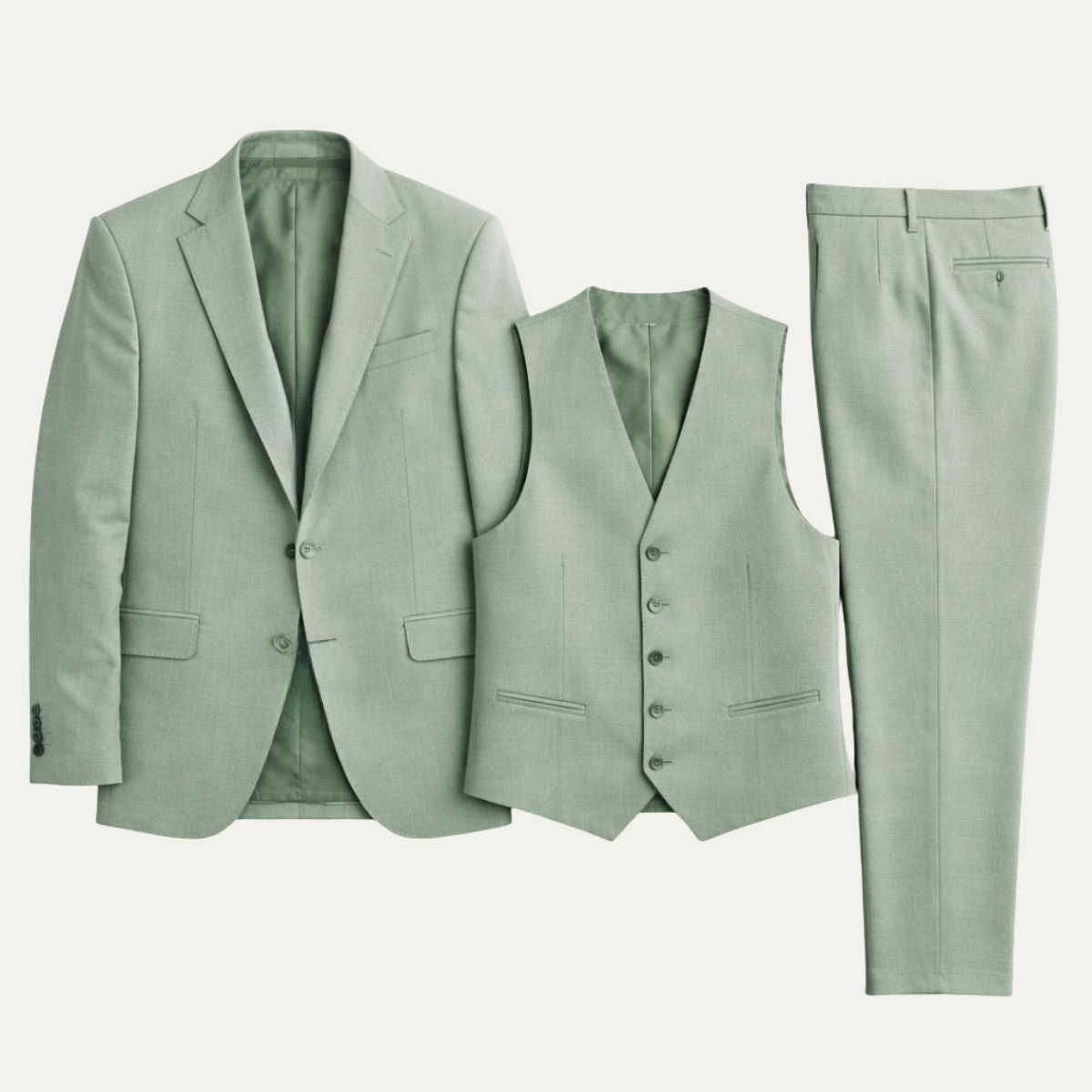 The Polignano Men’s Green 3 Piece Suit – Jacket, Waistcoat, Trousers