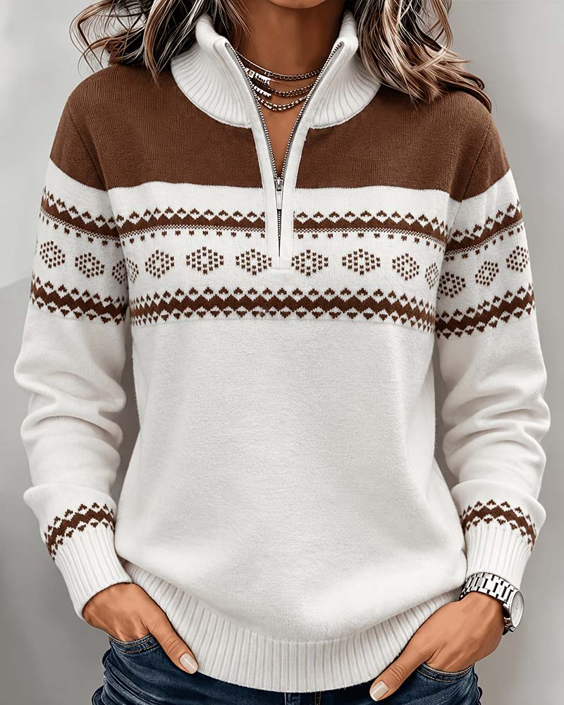 Relaxed Fit Half-Zip Stand Collar Pullover