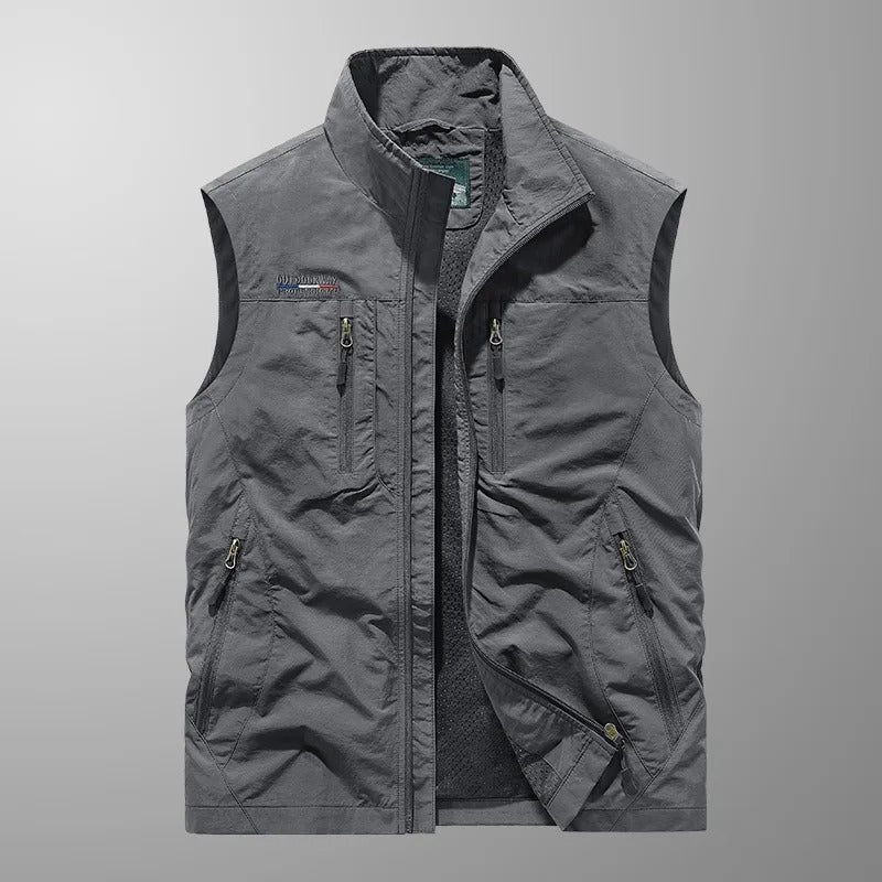 Men's Bodywarmer with Zip and Stand-Up Collar Outdoor Gilet
