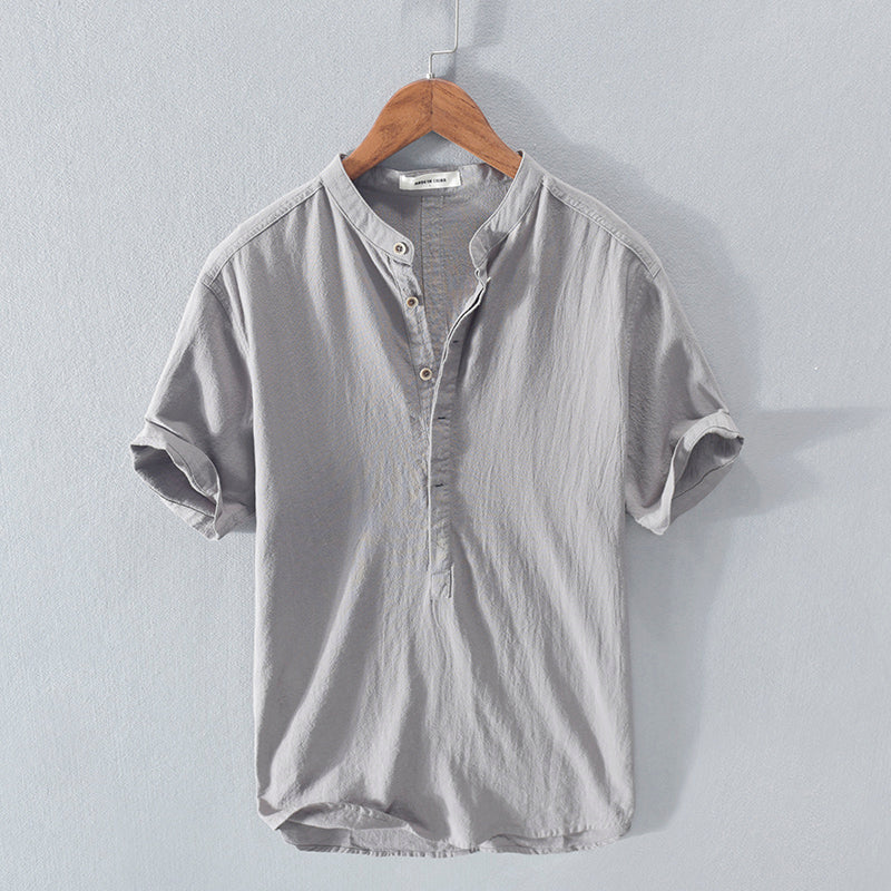 Stand Collar Short Sleeve