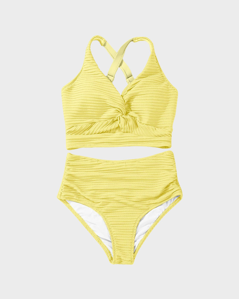 Ribbed High-Waisted Bikini Set for Women