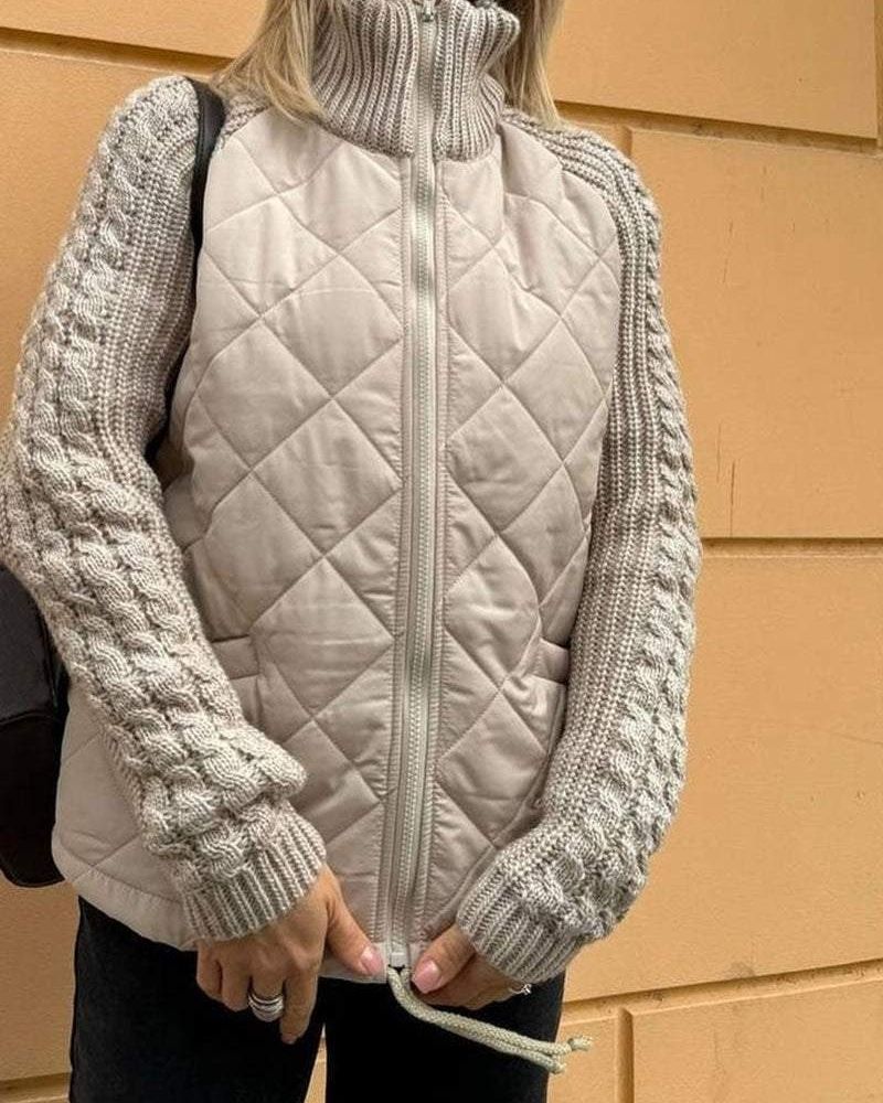 Ladies' Quilted Intermediate Jacket with Knitted Sleeves