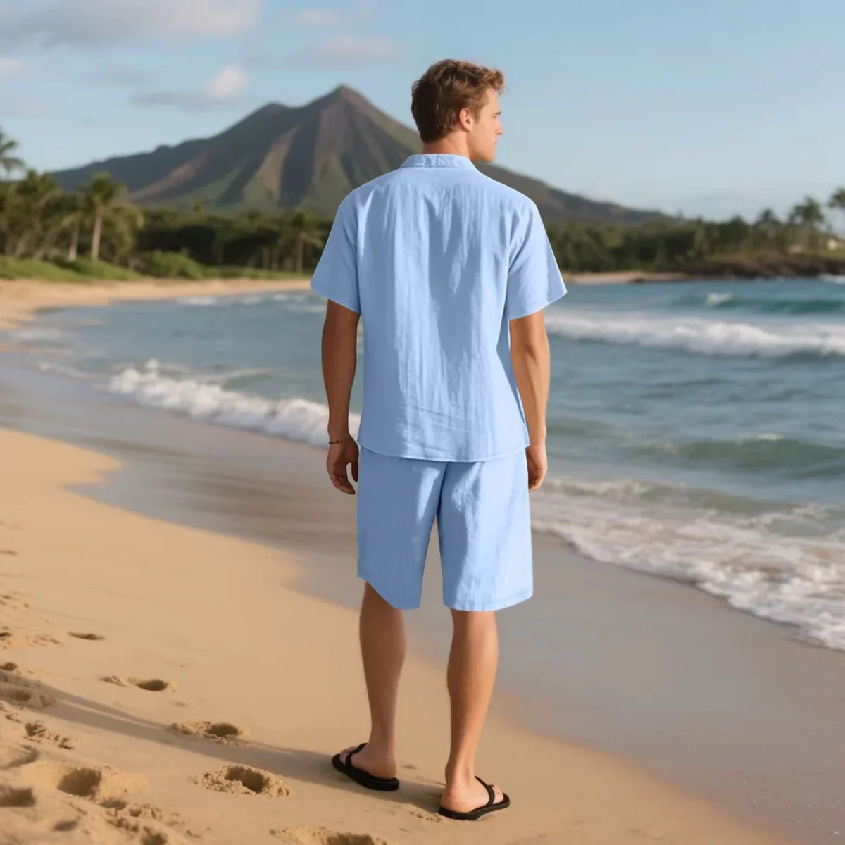 The Glenmoor Men’s Casual Summer Short Sleeve Shirt & Shorts Set