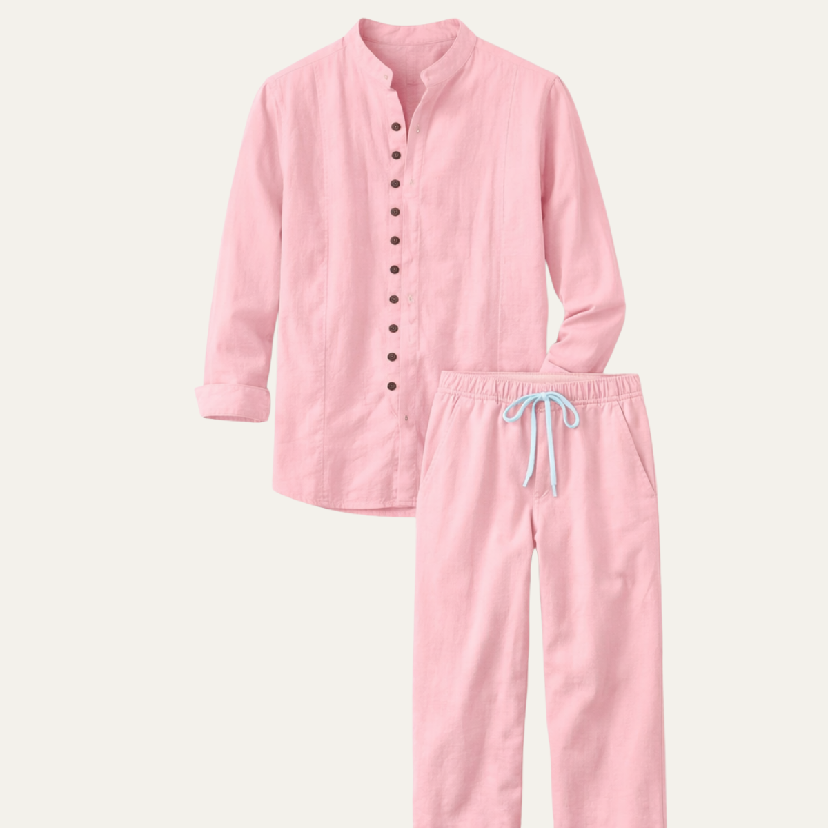 The Woodmere Men’s Retro Cotton & Linen Set – Shirt & Trousers