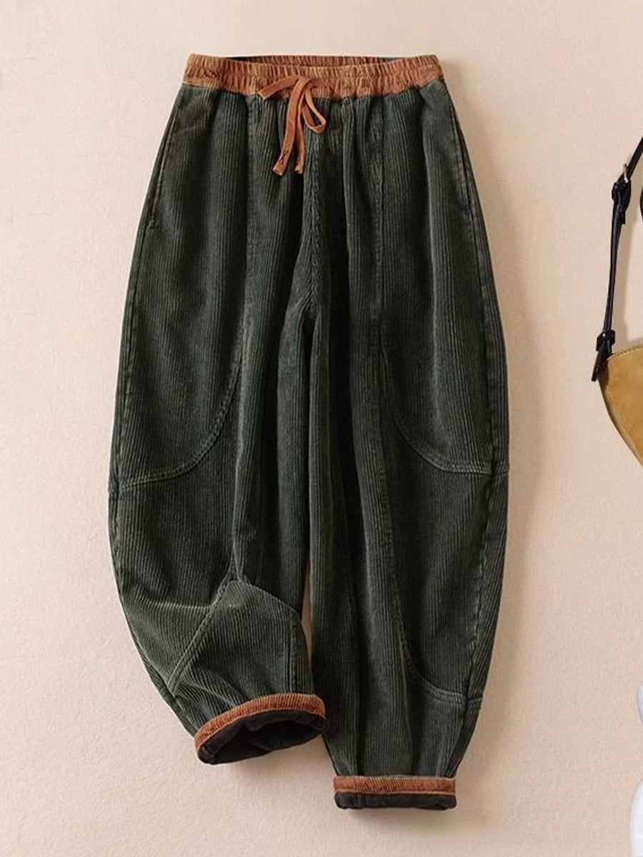 Women's Elastic-Waist Corduroy Harem Pants