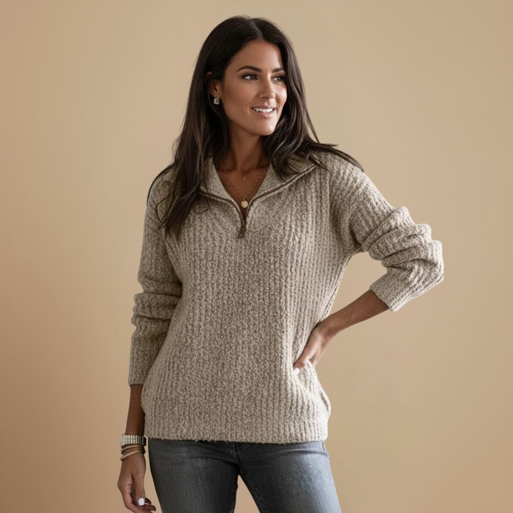 Ladies' Knitted Zip Jumper | Refined Warmth with Timeless Class