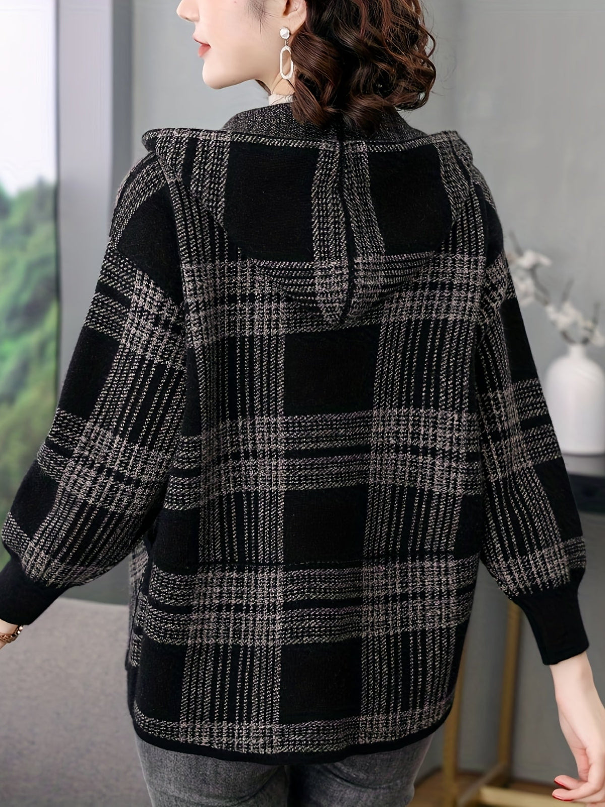 Delaney | Plaid Hooded Zip Jacket