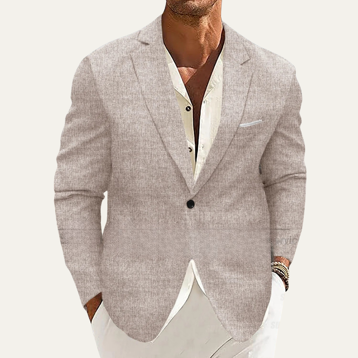 The Mandello Men’s Single Breasted Lightweight Slim Fit Linen Blazer Jacket