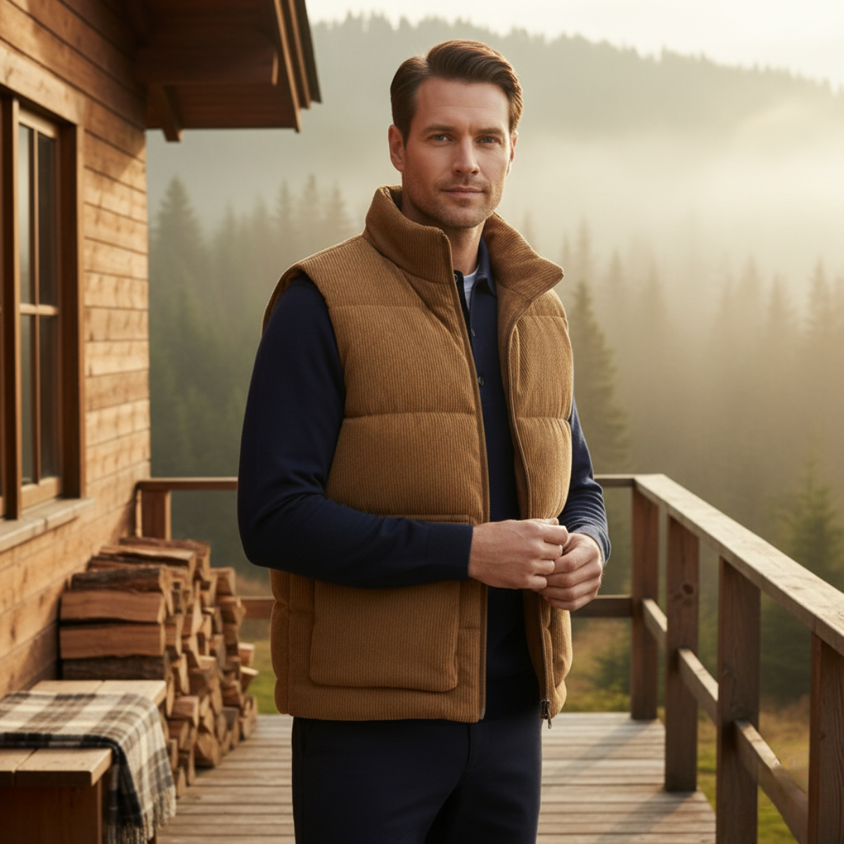 The Penzance Men's Corduroy Lighweight Quilted Vest