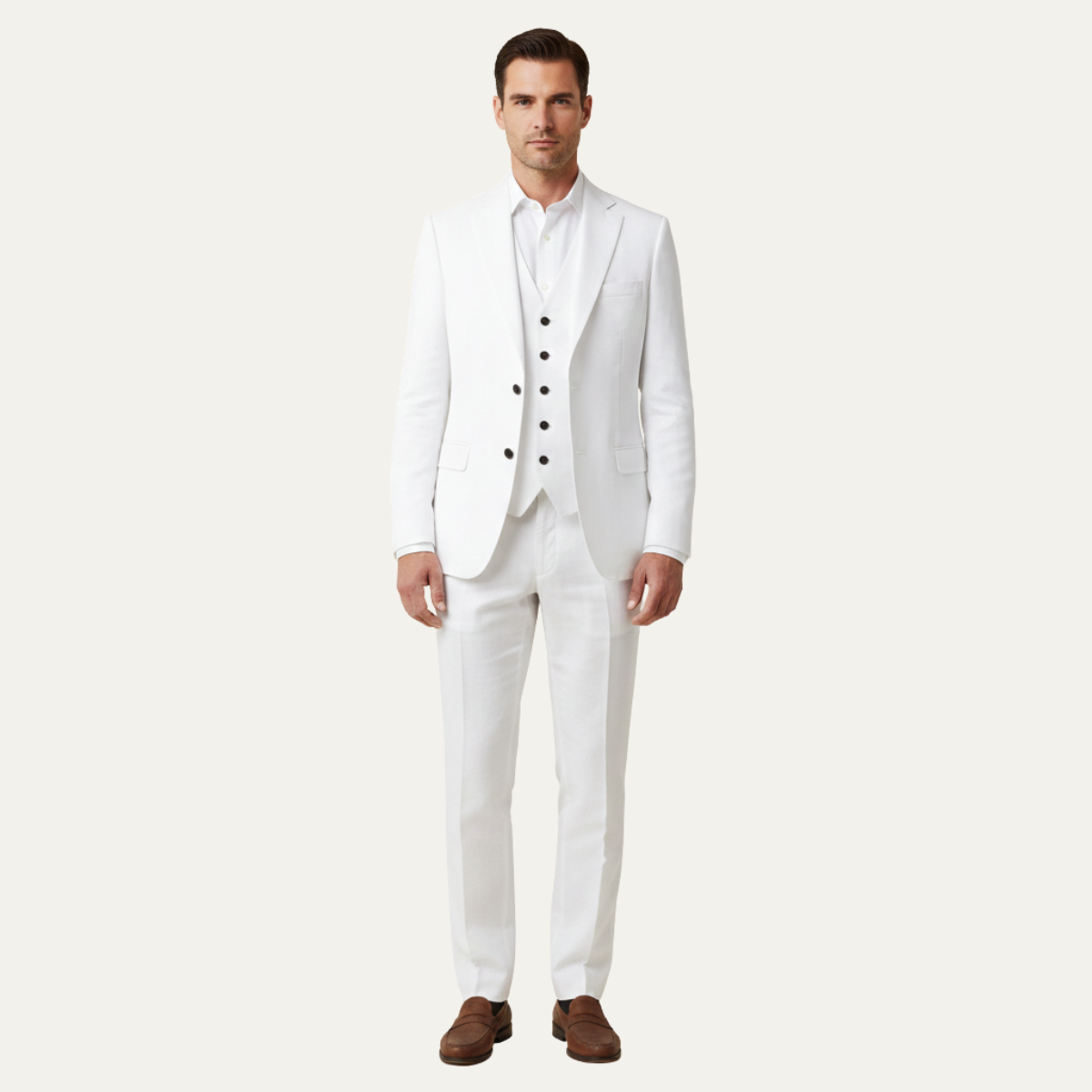 The Engelberg Men’s Business Linen 3 Piece Suit – Jacket, Vest & Pants