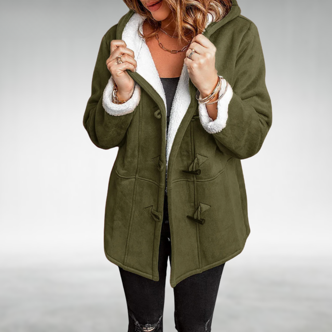 Women's Hooded Coat Lined with Fleece and Sherpa Interior