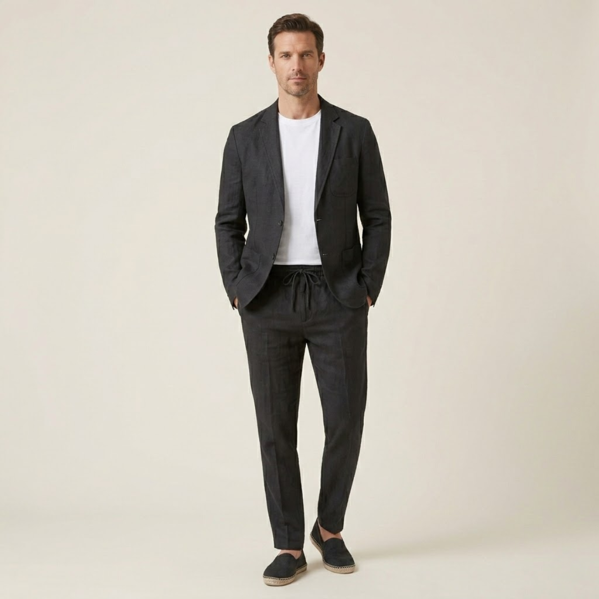 The Vipiteno Men’s Cotton Linen Two Piece Suit Set – Casual Blazer and Pants