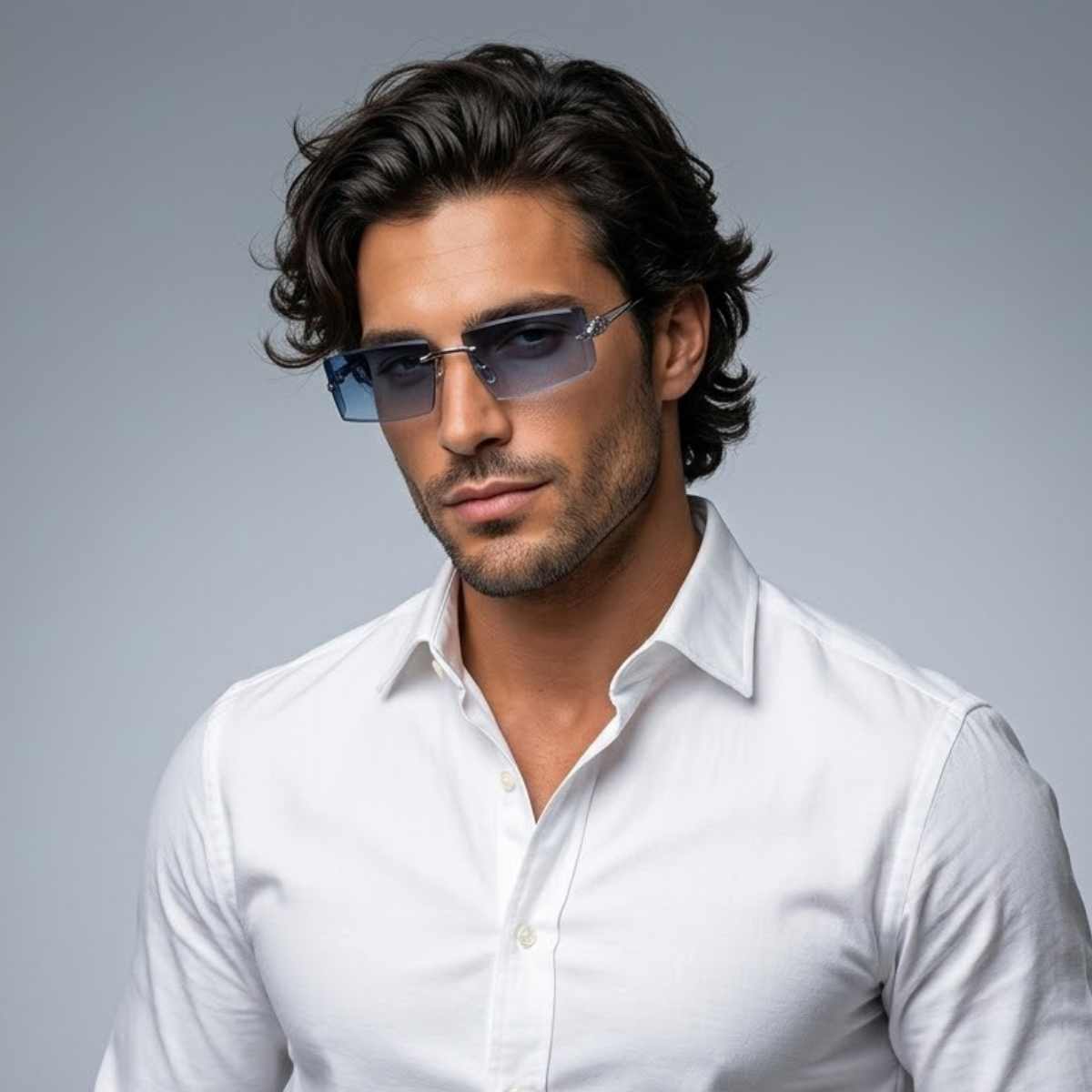 The Hanover Men's Rimless Rectangle Sunglasses