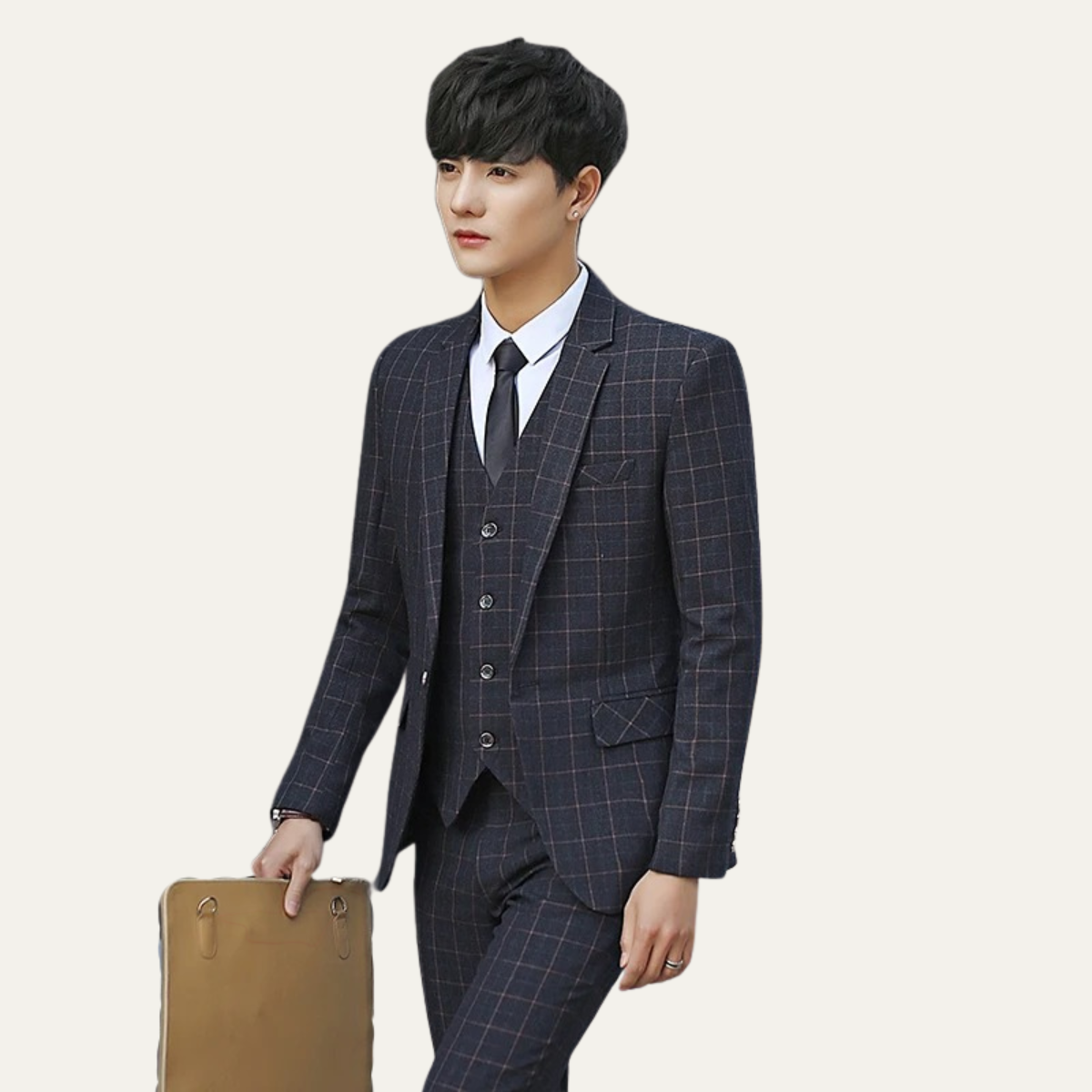 The Padova Men’s Plaid 3 Piece Suit – Slim Fit Blazer Vest and Pants