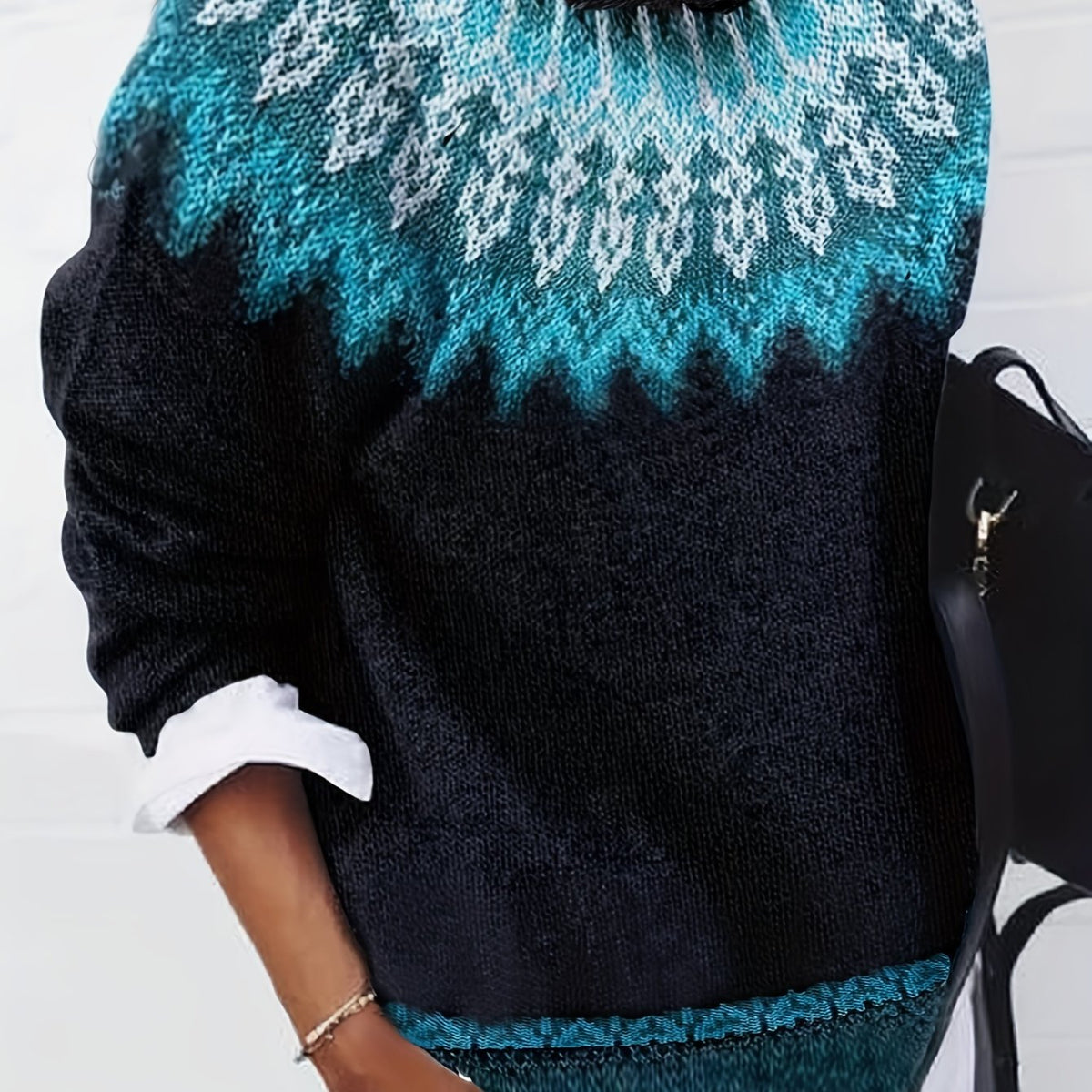 Sylvia | Cozy Chunky Jacquard Round Neck Knit Sweater