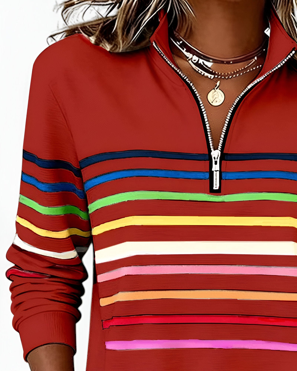 Kira | Cozy Striped Zip-Up Sweater