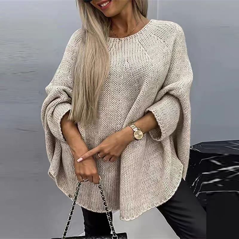Sara | Women's Oversized Knitted Poncho Jumper with Batwing Sleeves