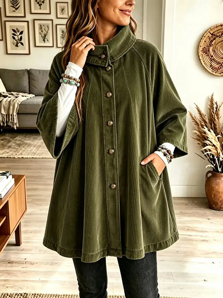 Women's Oversized Corduroy Cape Coat