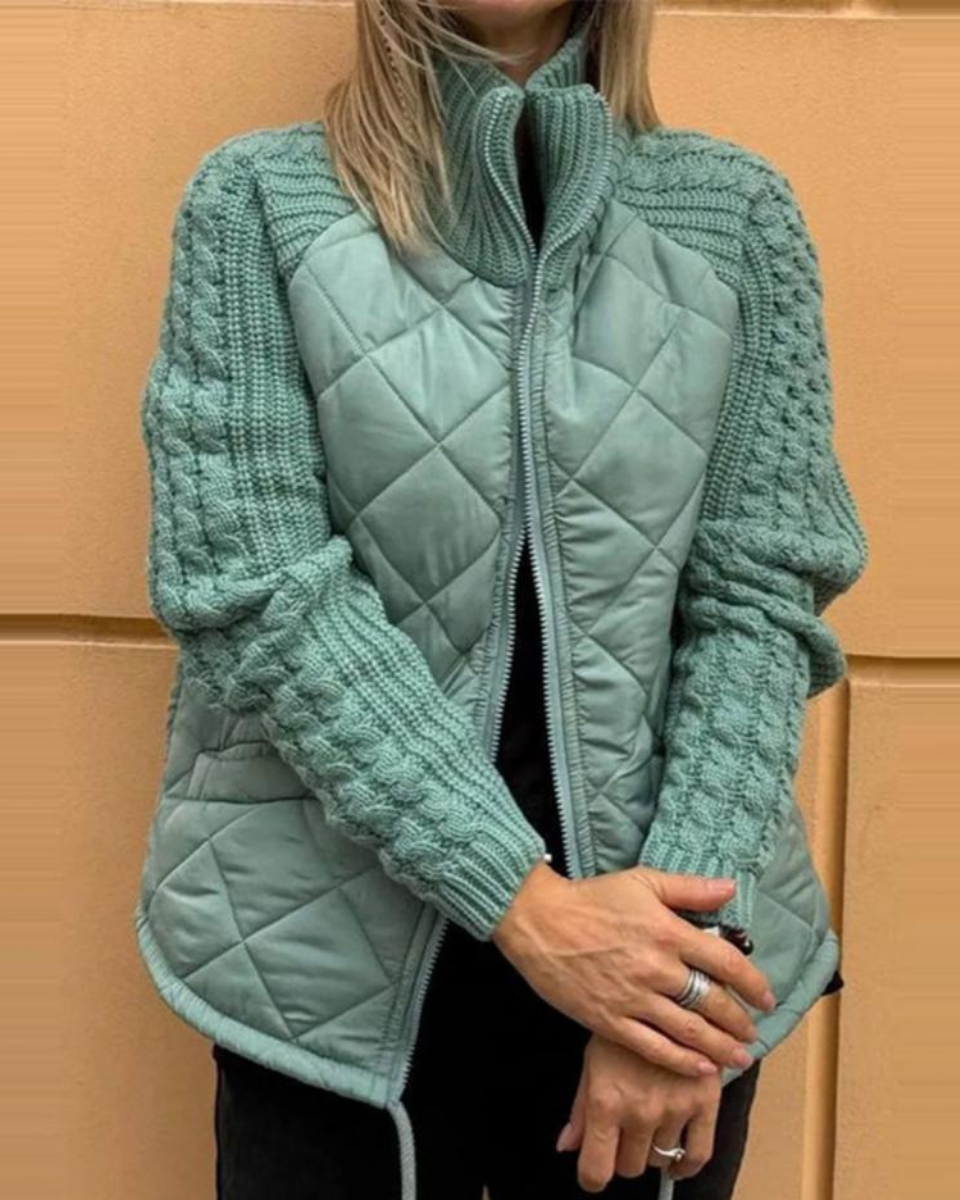 Ladies' Quilted Intermediate Jacket with Knitted Sleeves
