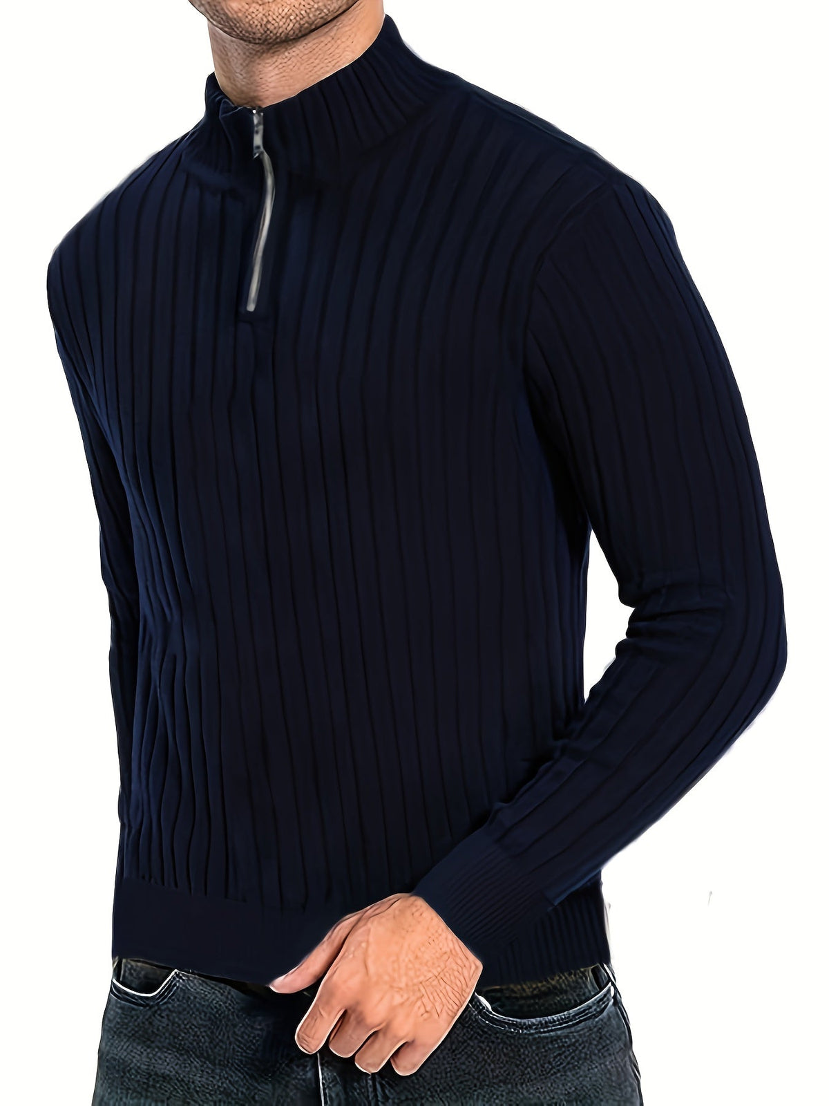 Hayden | Textured Quarter-Zip Knit Sweater
