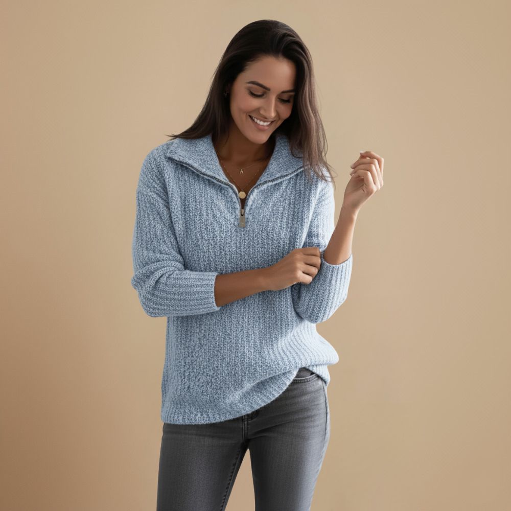 Ladies' Knitted Zip Jumper | Refined Warmth with Timeless Class