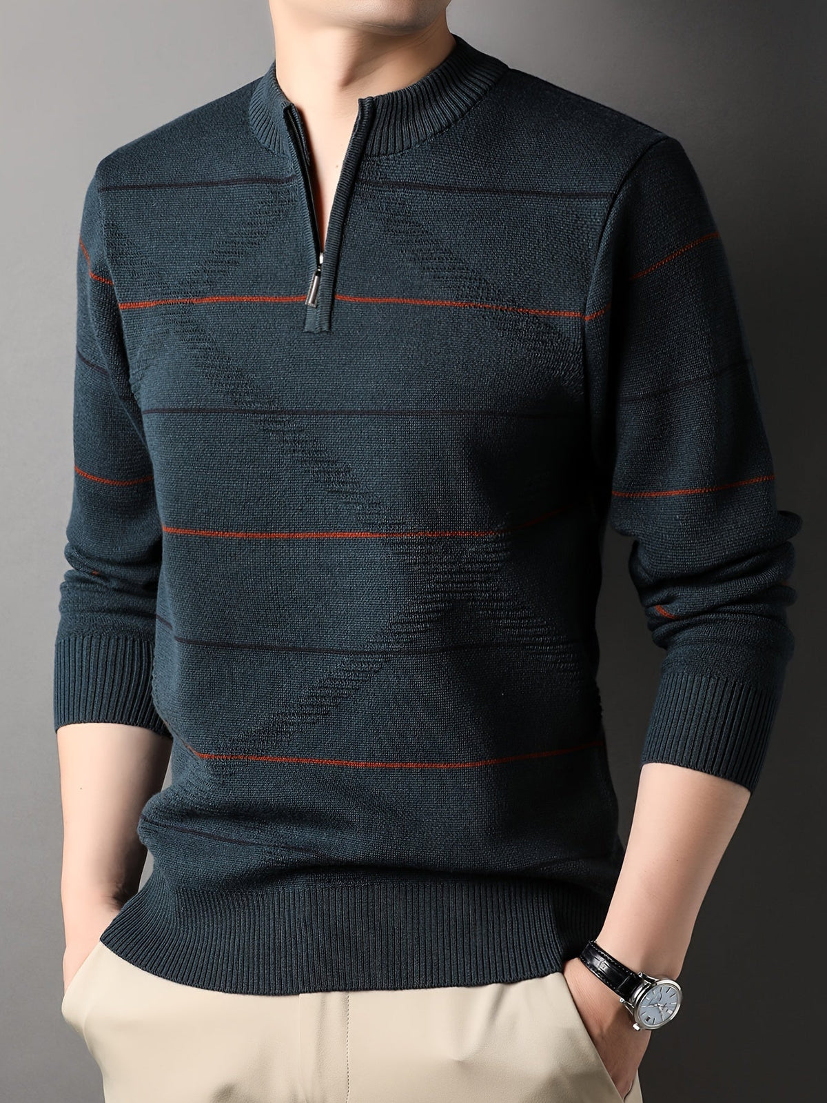 Tristan | Ribbed Knit Sweater with Half-Zip Design